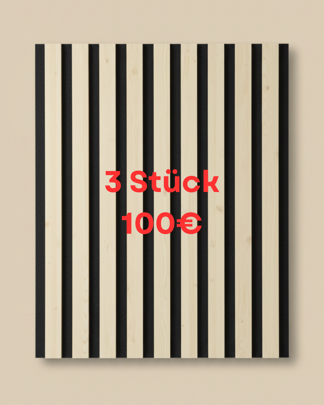 Akustik Wandpaneel Lamellen Schwarz Beige 275 × 60 cm