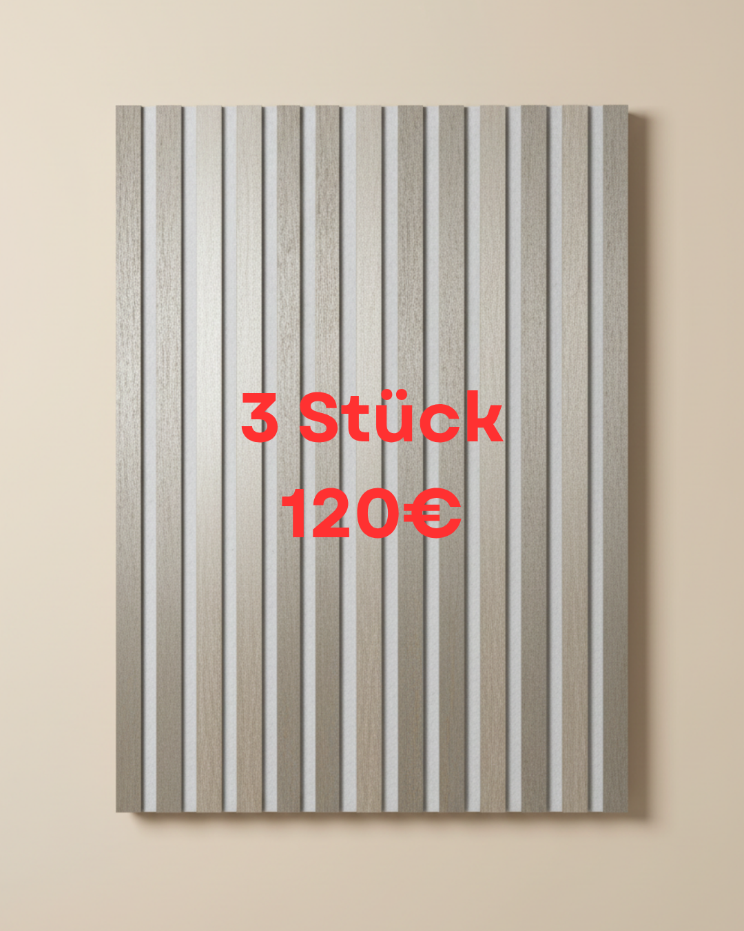 Akustikpaneel Silber Metallic Weiß 275 x 60 cm – Silberoptik Weiß, Modern & Schalldämmend