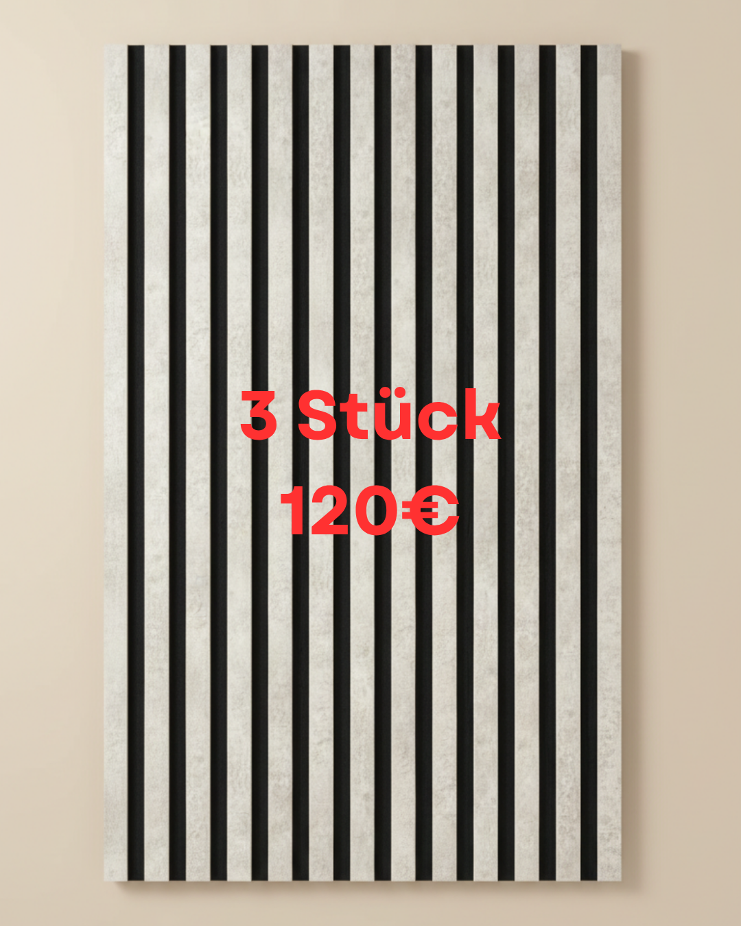 Akustikpaneel Chicago 275 x 60 cm – Helle Steinoptik Schwarz, Modern & Schalldämmend