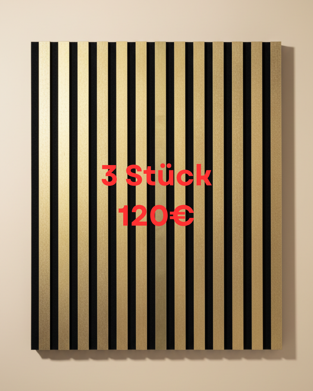 Gold Akustik Wandpaneel 275 × 60 cm – Luxus Wandverkleidung mit Schallabsorption