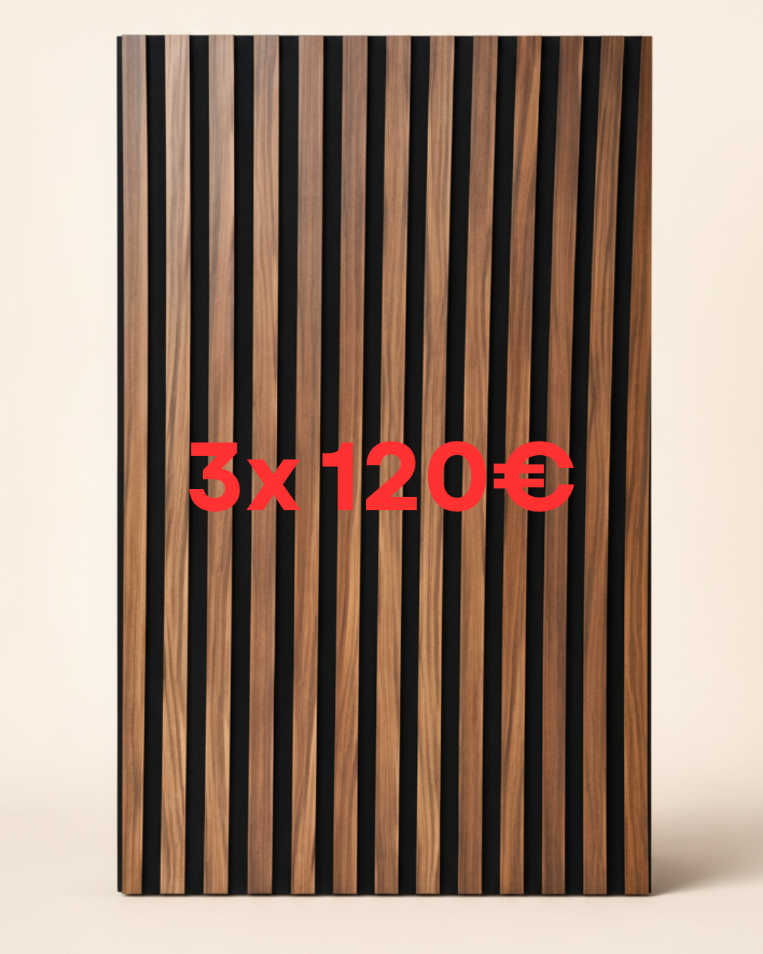 Walnuss Akustik Wandpaneel 275 × 60 cm – Holzoptik Wandverkleidung mit Schallabsorption