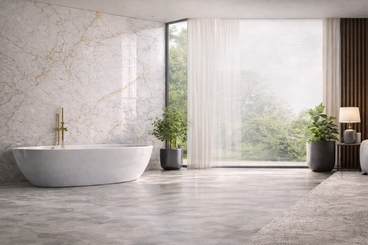 Wandpaneele statt Fliesen.