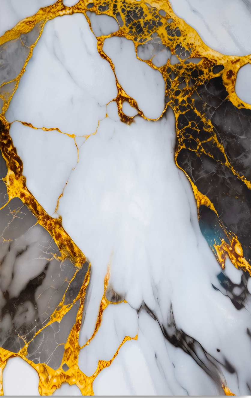 Volcano Gold Grau PVC-Wandplatte in Marmoroptik | Luxuriöse dekorative Beschichtung | 122×244 cm