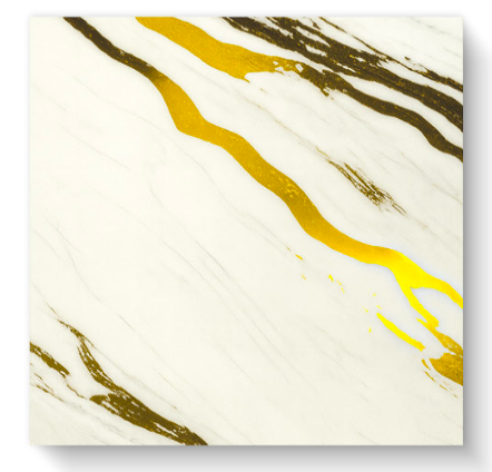 Gold veined PVC wall panel in cream marble look | Decorative luxury coating | 260×122 cm