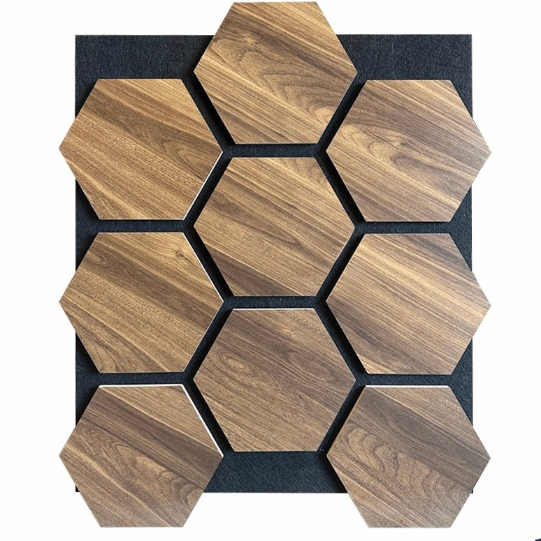 Hexagon Wandpaneel Walnuss-Optik 65 × 80 cm – Warme Holzoptik & Akustische Wirkung