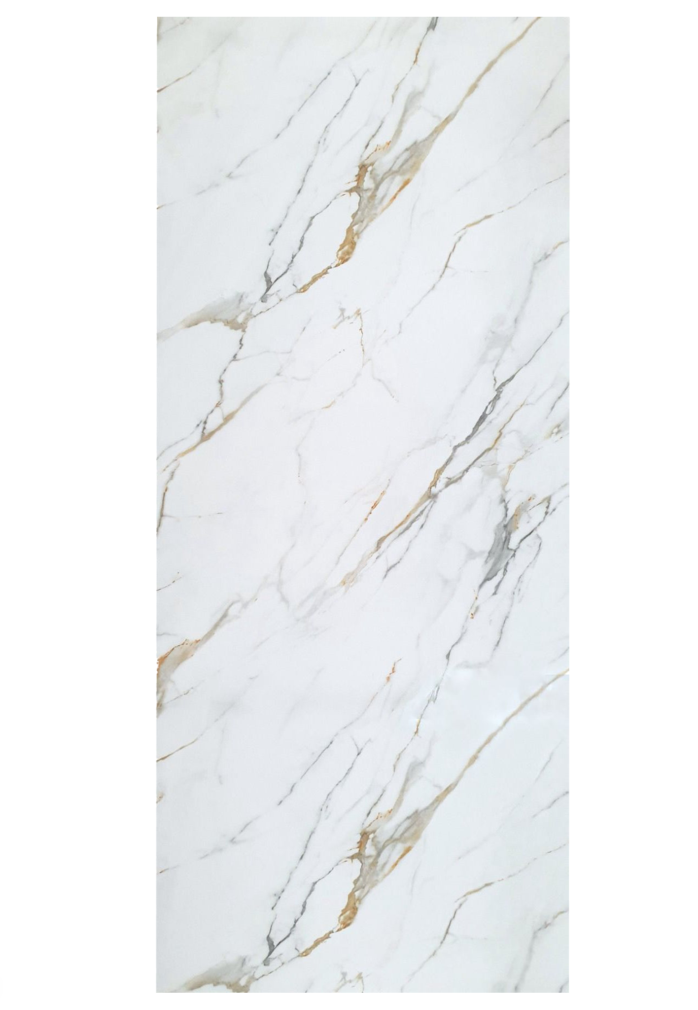 PVC Wandpaneel Marmoroptik Weiß mit Goldadern 280×120 cm – Wasserfest & Fugenlos für Bad & Küche