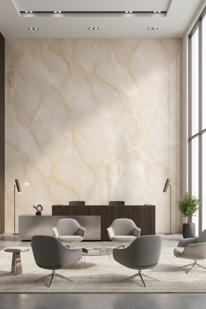 PVC Wandpaneel Vanille Marmor 280×122 cm – Cremefarbene Marmoroptik, Wasserfest