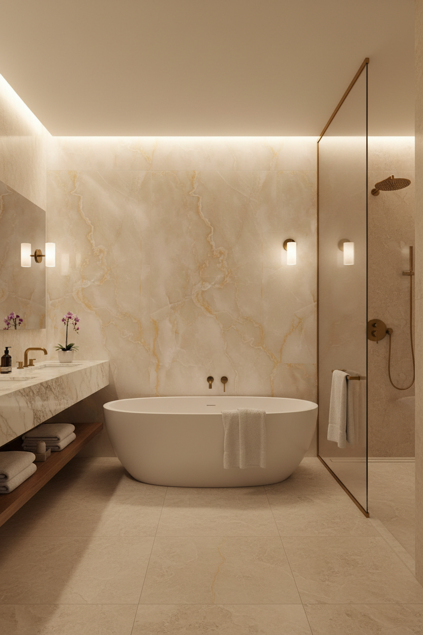 PVC Wandpaneel Vanille Marmor 280×122 cm – Cremefarbene Marmoroptik, Wasserfest