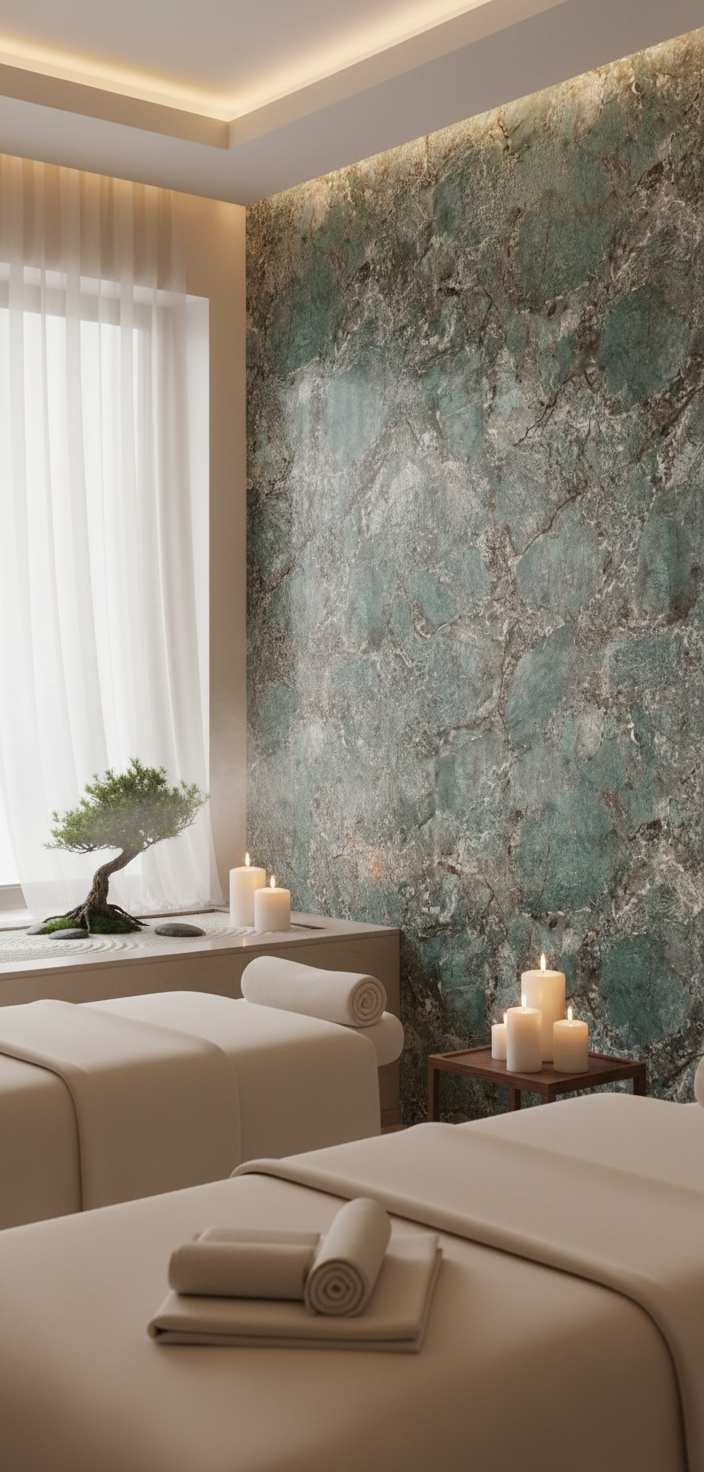 PVC Wandpaneel Amazonit Grün 280×122 cm – Grüne Marmoroptik, Wasserfest & Hochglanz