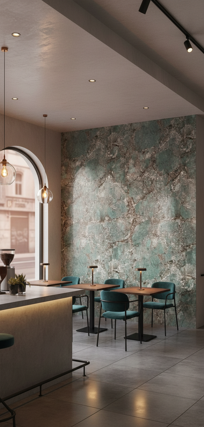 PVC Wandpaneel Amazonit Grün 280×122 cm – Grüne Marmoroptik, Wasserfest & Hochglanz