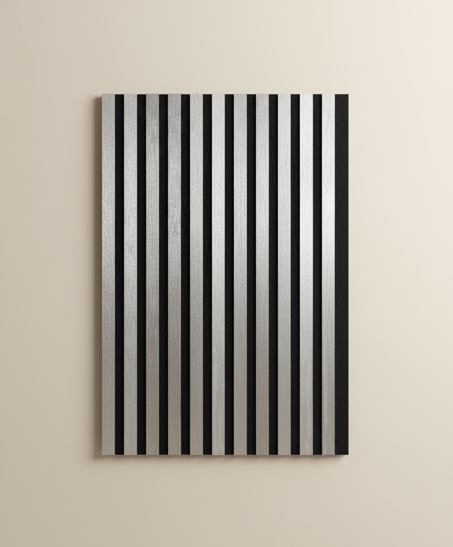 Akustikpaneel Metallic Grey 275 x 60 cm – Metallic Grey Weiß, Modern & Schalldämmend
