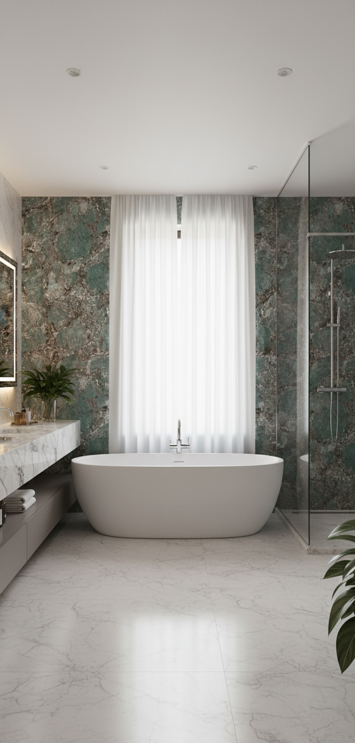 PVC Wandpaneel Amazonit Grün 280×122 cm – Grüne Marmoroptik, Wasserfest & Hochglanz