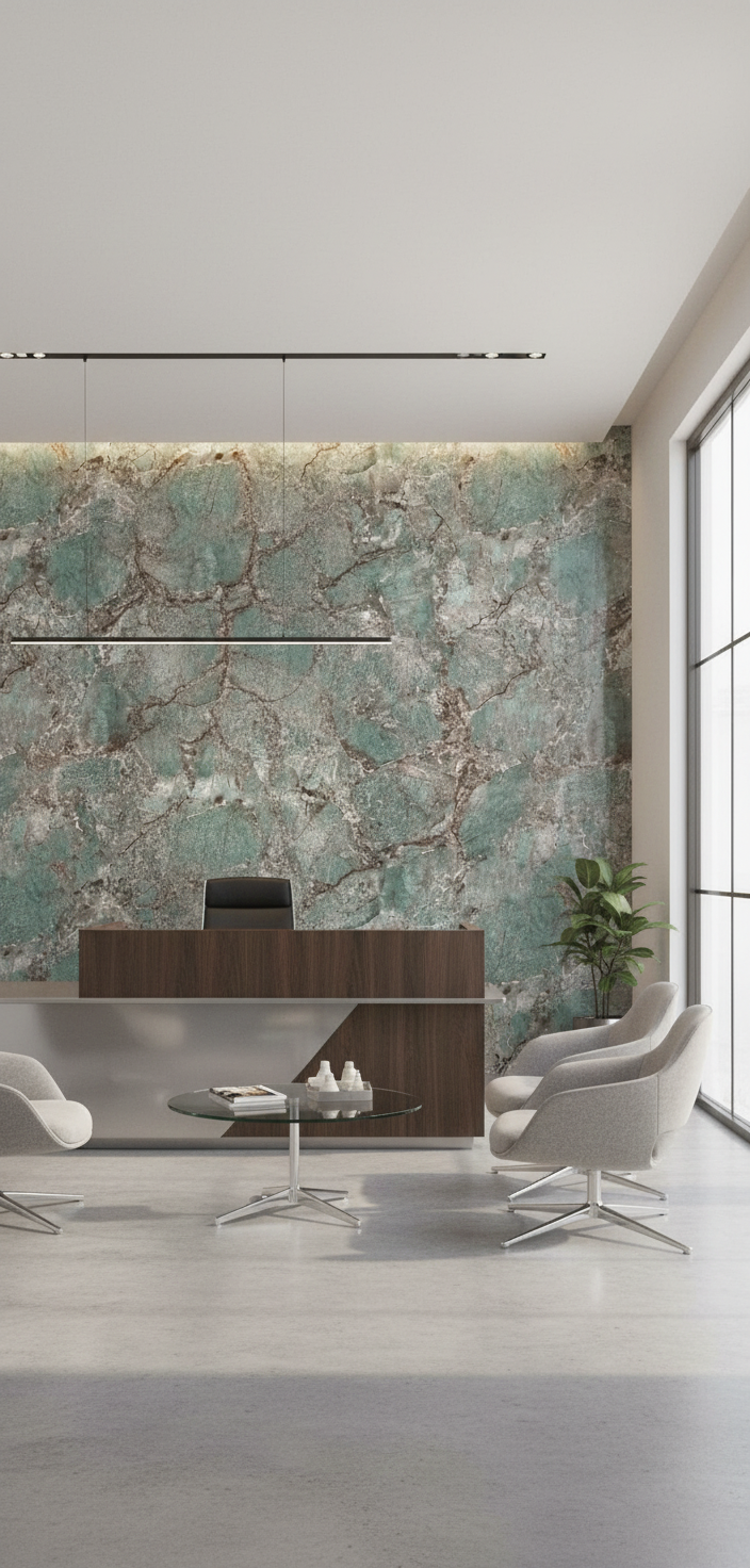 PVC Wandpaneel Amazonit Grün 280×122 cm – Grüne Marmoroptik, Wasserfest & Hochglanz