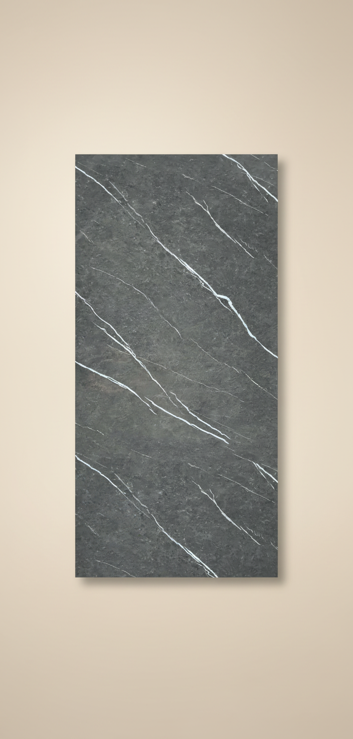 PVC Wandpaneel Nero Schwarz Hochglanz 280×122 cm – Schwarze Marmoroptik, Wasserfest