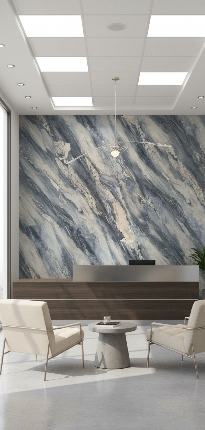 PVC vægpanel Stormgrå 280×122 cm – Premium marmorlook, vandtæt