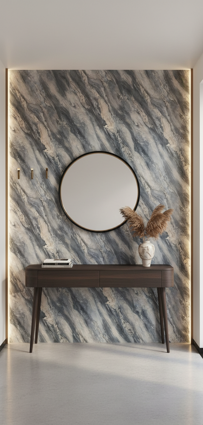 PVC vægpanel Stormgrå 280×122 cm – Premium marmorlook, vandtæt