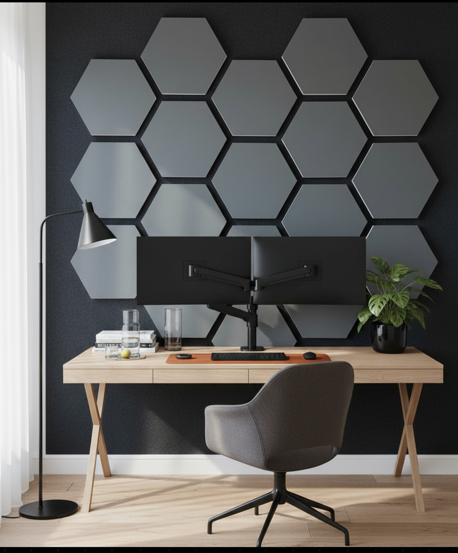 Hexagon Wandpaneel Anthrazit 65 × 80 cm – Modernes Design & Akustische Wirkung