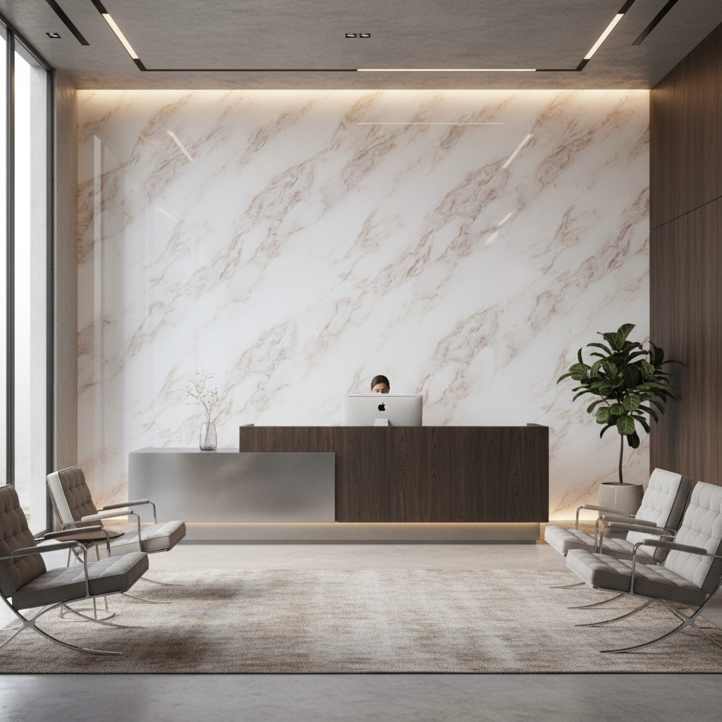 PVC vægpanel Ice Beige Marmor 280 × 122 cm – Vandtæt & Blank