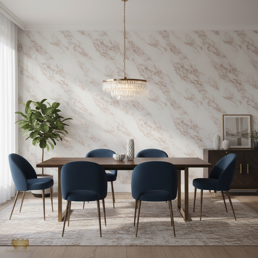 PVC vægpanel Ice Beige Marmor 280 × 122 cm – Vandtæt & Blank