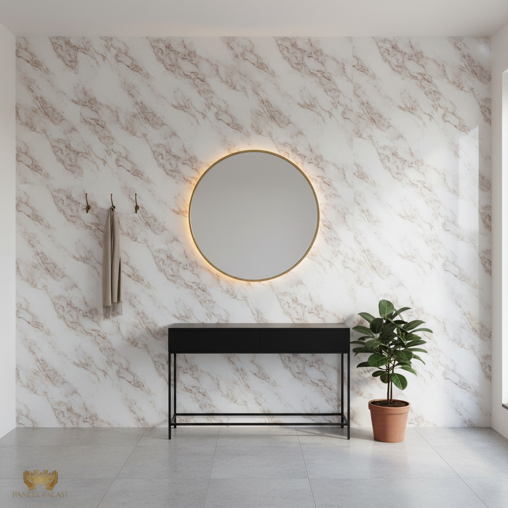 PVC vægpanel Ice Beige Marmor 280 × 122 cm – Vandtæt & Blank