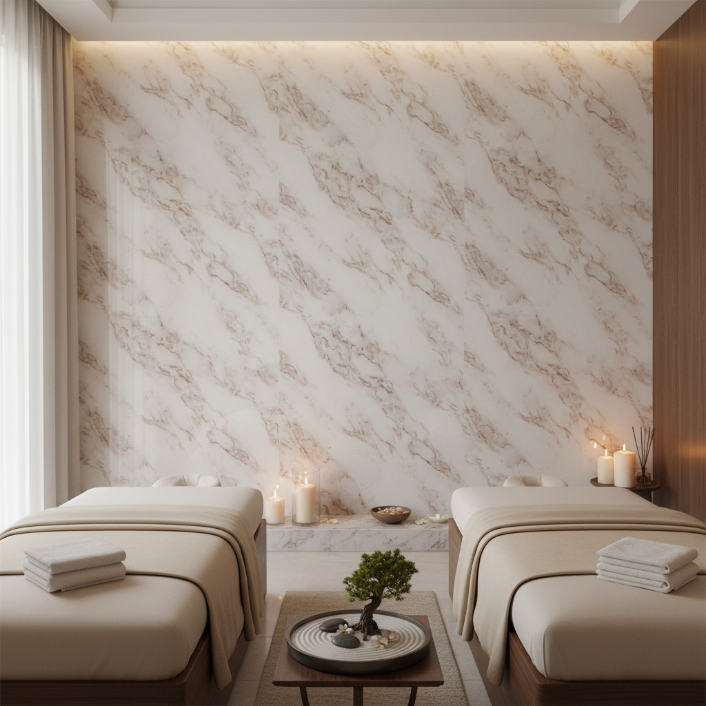 PVC vægpanel Ice Beige Marmor 280 × 122 cm – Vandtæt & Blank