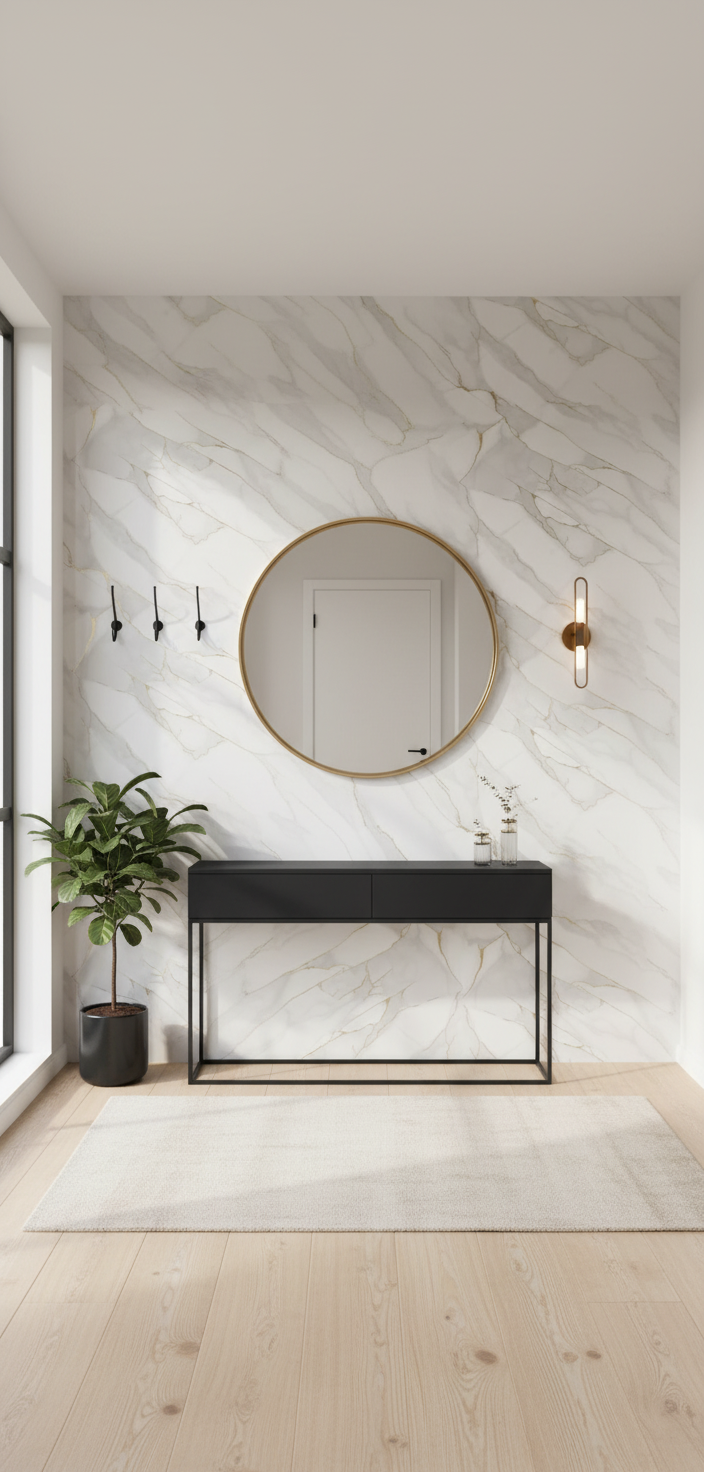 PVC vægpanel guldåre marmor 280 × 122 cm – Blank & vandfast
