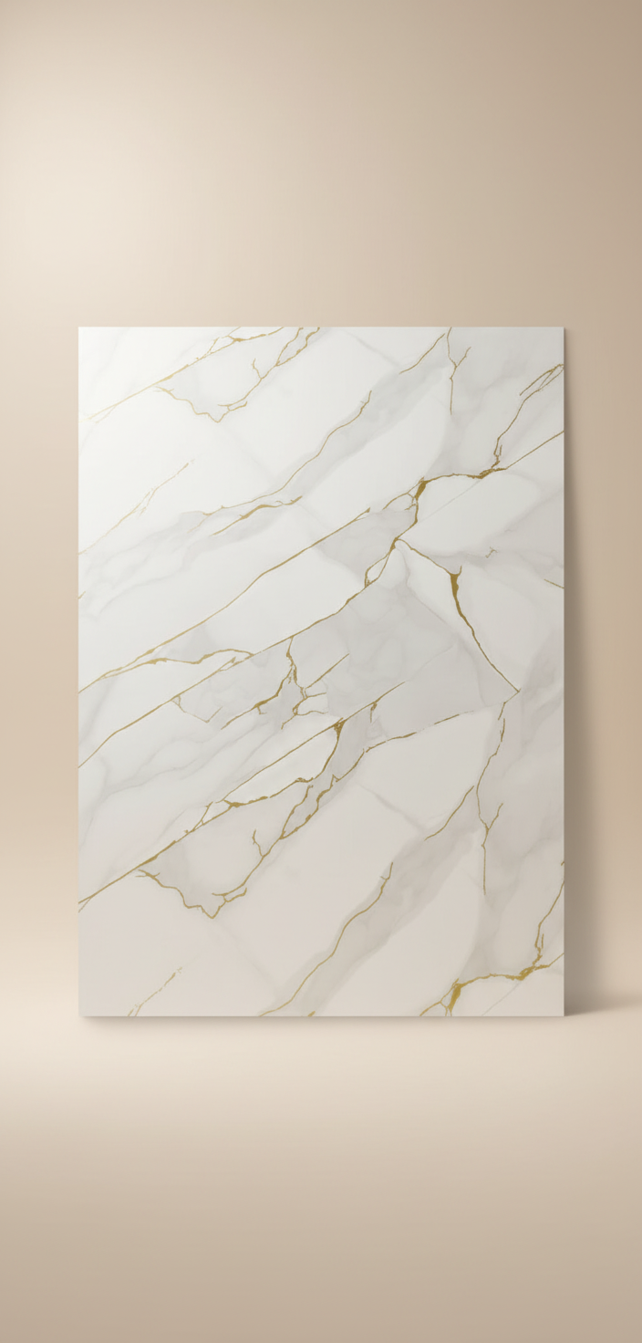 PVC vægpanel guldåre marmor 280 × 122 cm – Blank & vandfast