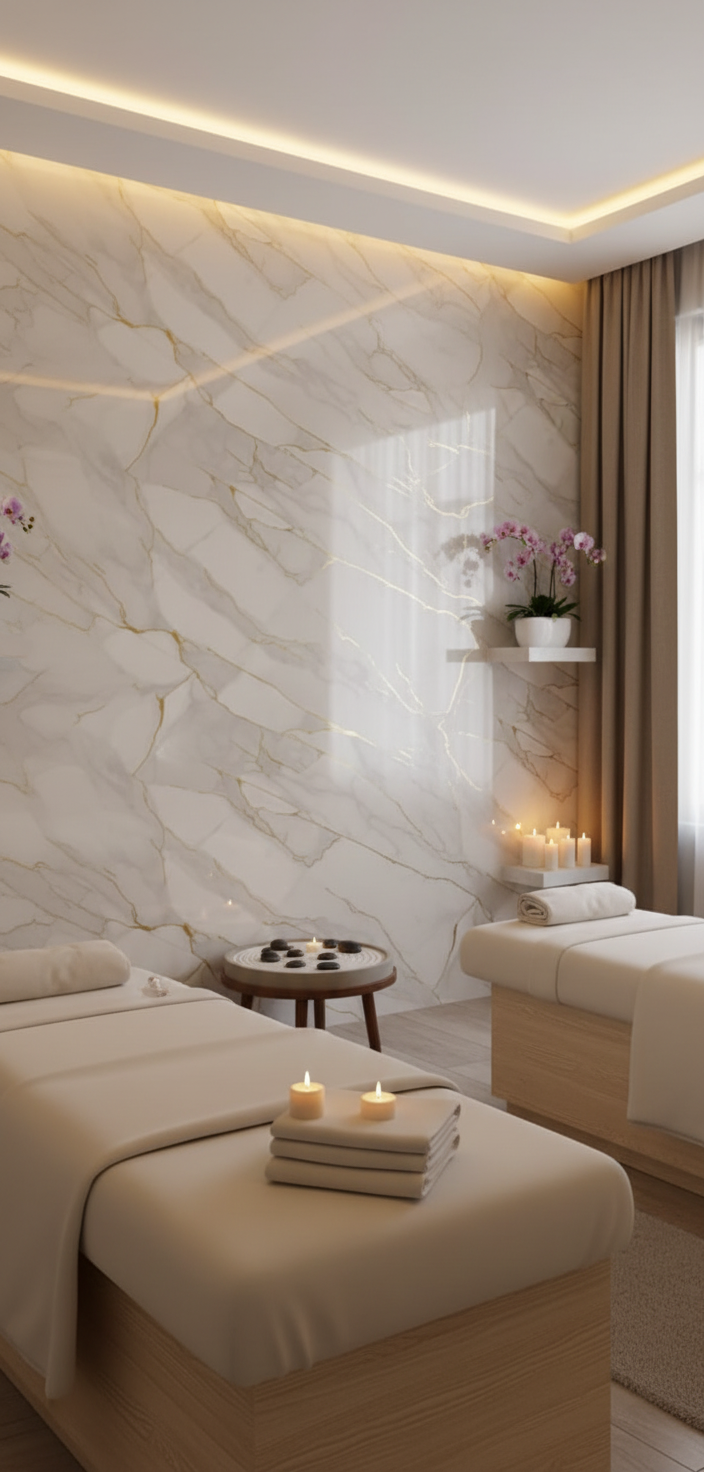 PVC vægpanel guldåre marmor 280 × 122 cm – Blank & vandfast