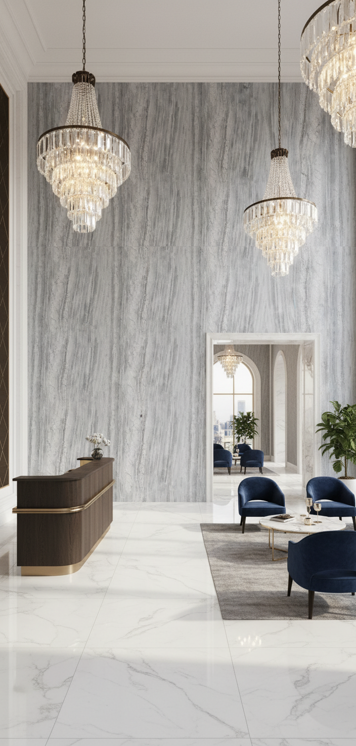 Panel ścienny PVC Titan szary marmur 280 × 122 cm – wodoodporny i nowoczesny