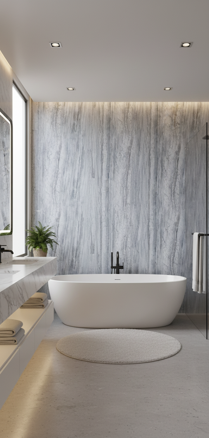 Panel ścienny PVC Titan szary marmur 280 × 122 cm – wodoodporny i nowoczesny
