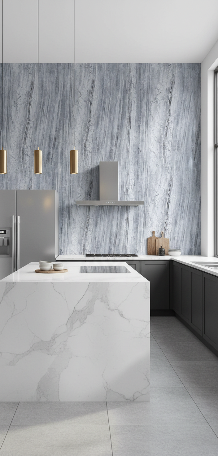 Panel ścienny PVC Titan szary marmur 280 × 122 cm – wodoodporny i nowoczesny