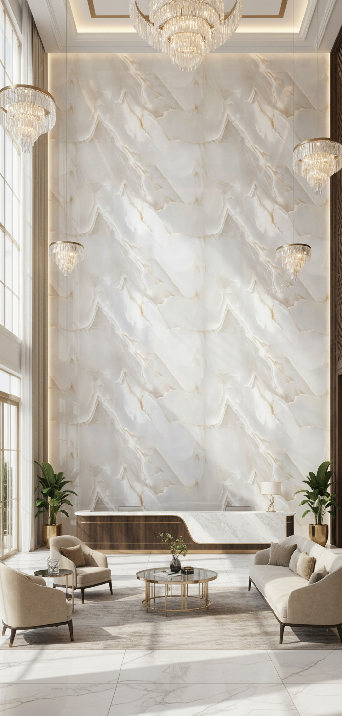 PVC Wandpaneel Onyx Pearl 280 × 122 cm – Wasserfest & Perlmutt-Marmoroptik