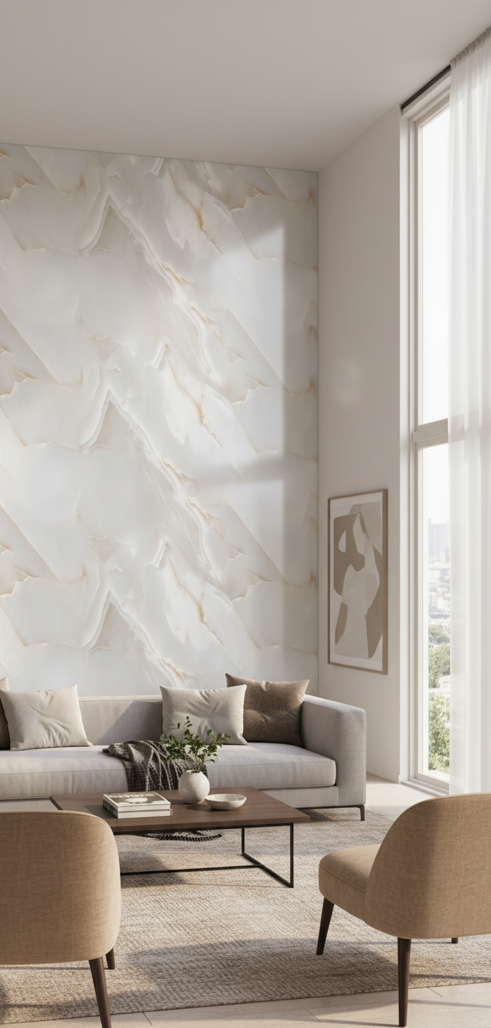 PVC Wandpaneel Onyx Pearl 280 × 122 cm – Wasserfest & Perlmutt-Marmoroptik