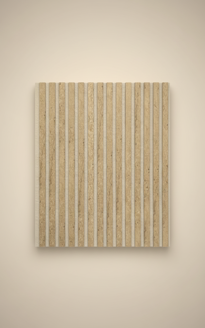 Akustik Wandpaneel Travertin 275 × 60 cm – Steinoptik & Schallabsorption