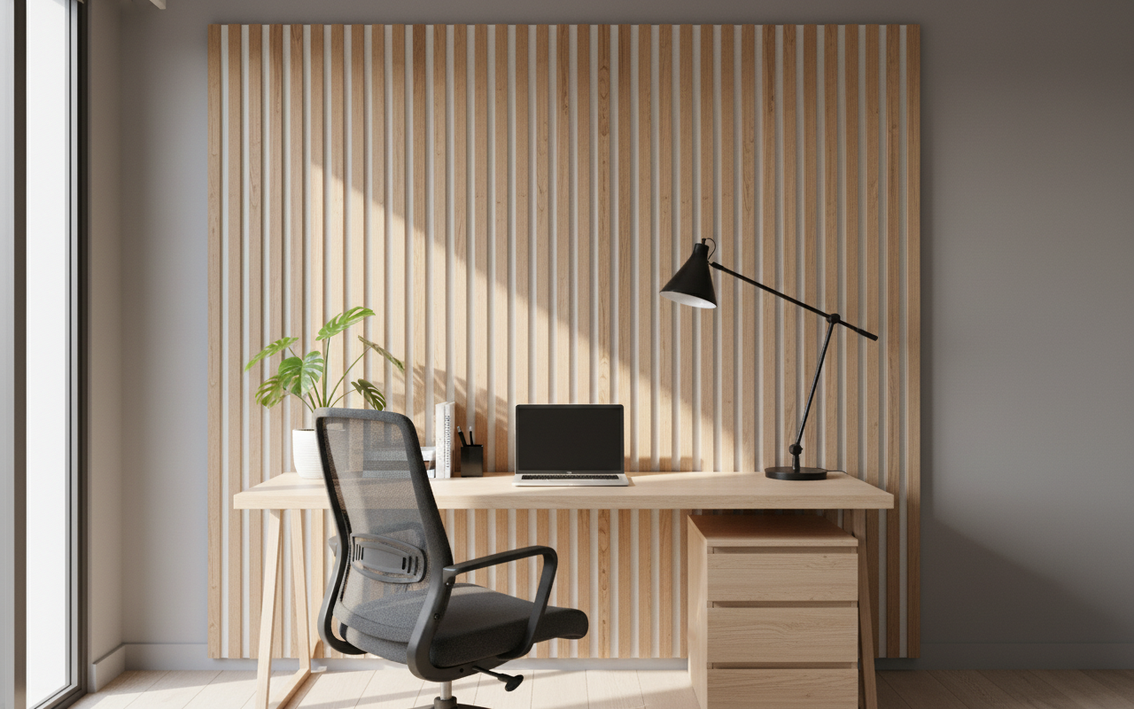 Akustik Wandpaneel Weißes Teakholz 275 × 60 cm – Helle Holzoptik & Schallabsorption