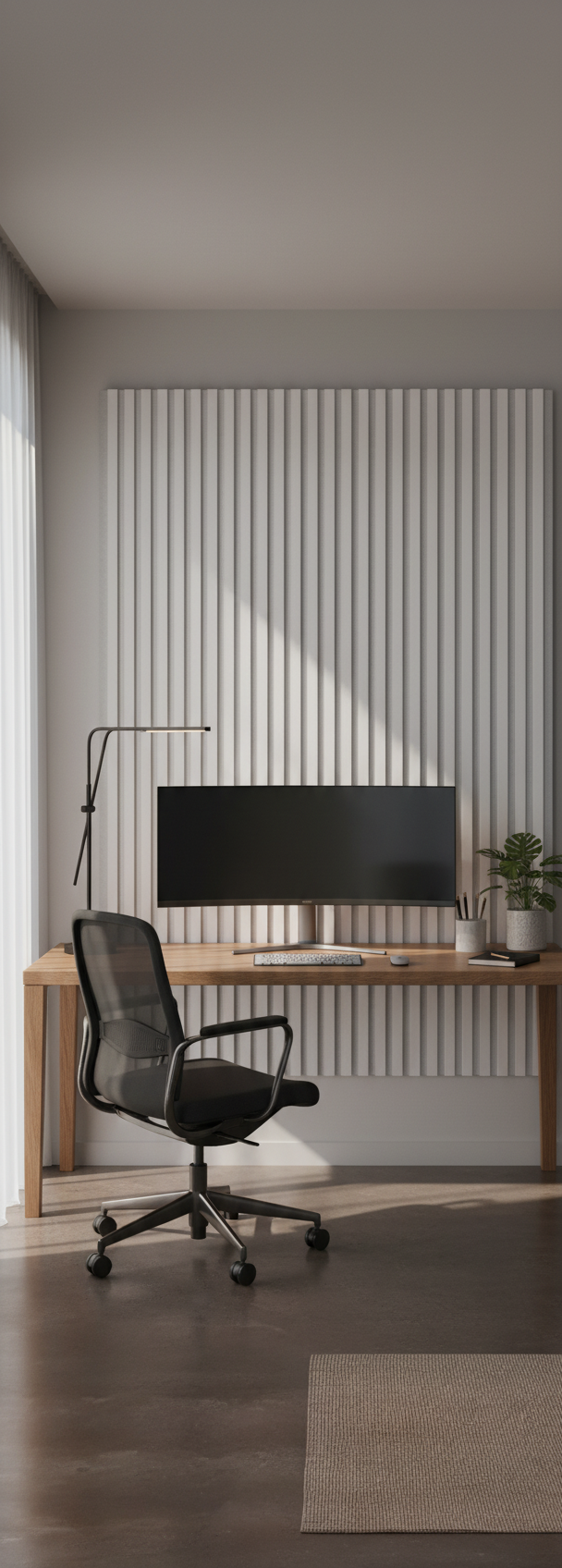 Akustik Wandpaneel Reinweiß 275 × 60 cm – Minimalistisches Design & Schallabsorption