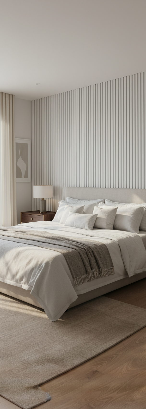 Akustik Wandpaneel Reinweiß 275 × 60 cm – Minimalistisches Design & Schallabsorption