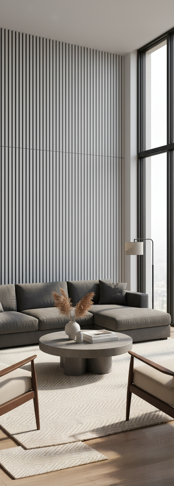 Akustik Wandpaneel Reinweiß 275 × 60 cm – Minimalistisches Design & Schallabsorption