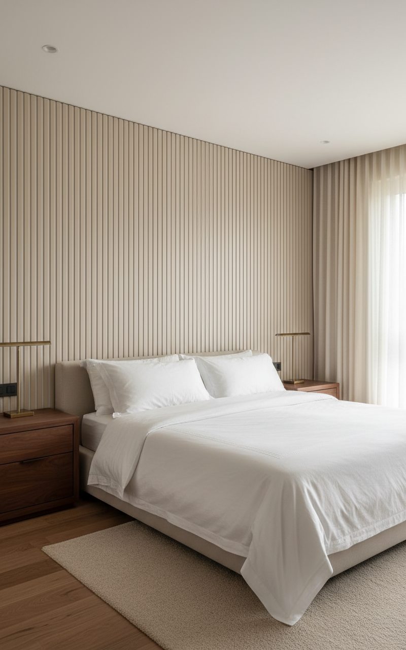 Akustik Wandpaneel Beige & Weiß 275 × 60 cm – Modernes Design & Schallabsorption