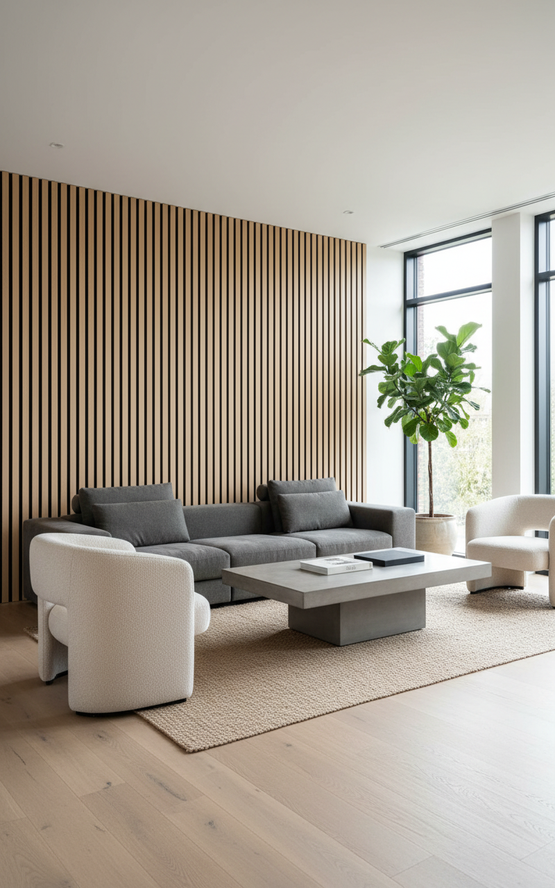 Akustik Wandpaneel Buche 275 × 60 cm – Warme Holzoptik & Schallabsorption