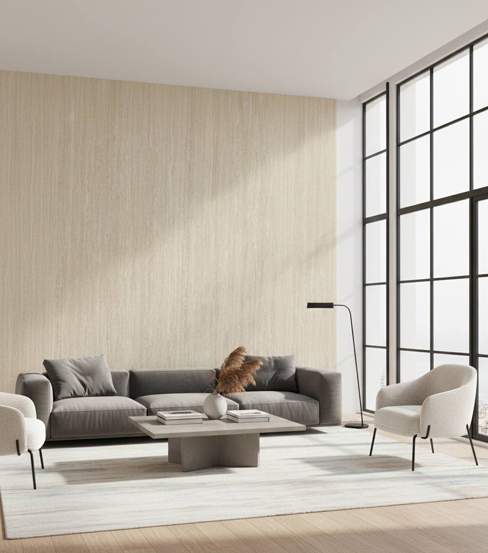 PVC Wandpaneel Travertin Beige Matt 280 × 120 cm – Steinoptik & Wasserfest