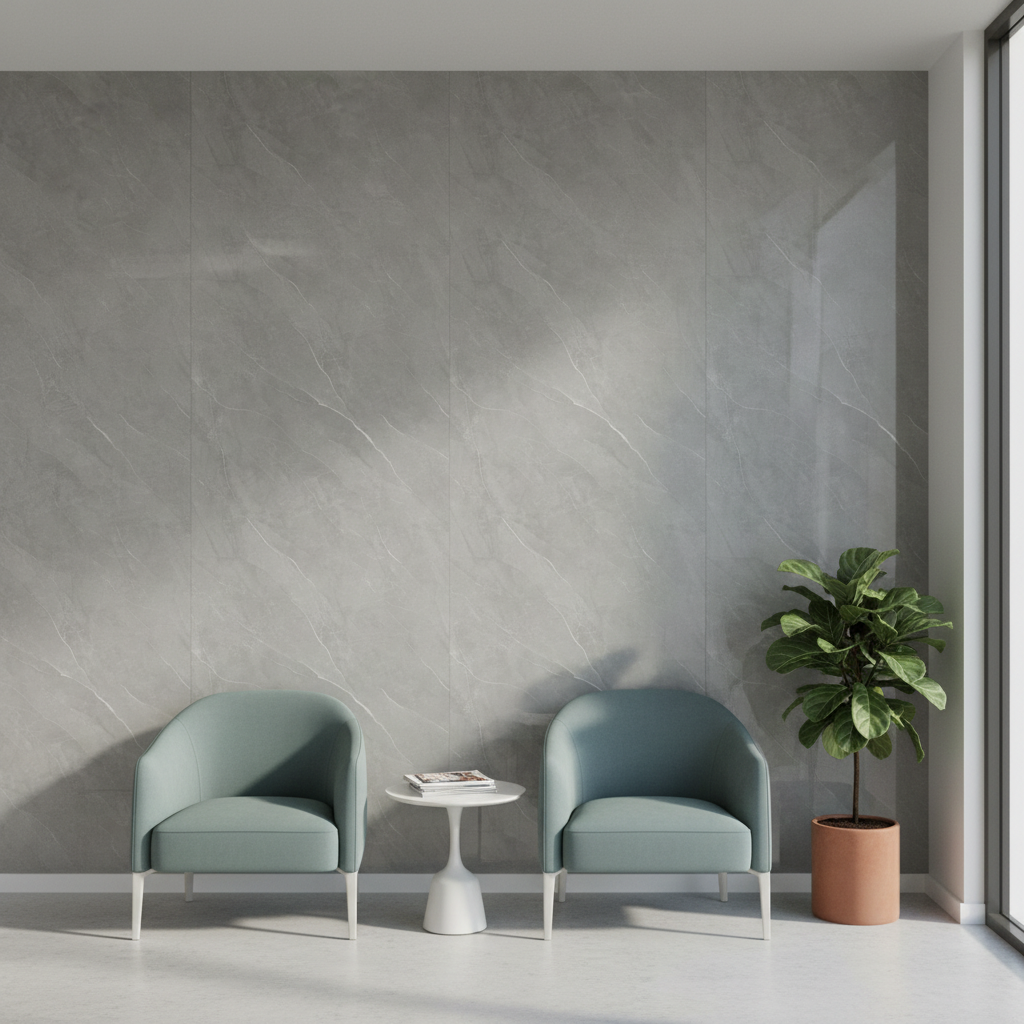 PVC Wandpaneel Helle Steinoptik Grau Matt 280 × 120 cm – Wasserfest & Modern