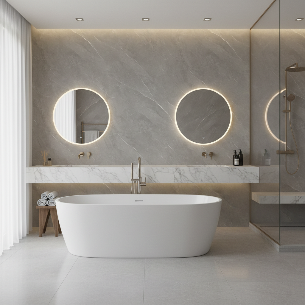 PVC Wandpaneel Helle Steinoptik Grau Matt 280 × 120 cm – Wasserfest & Modern