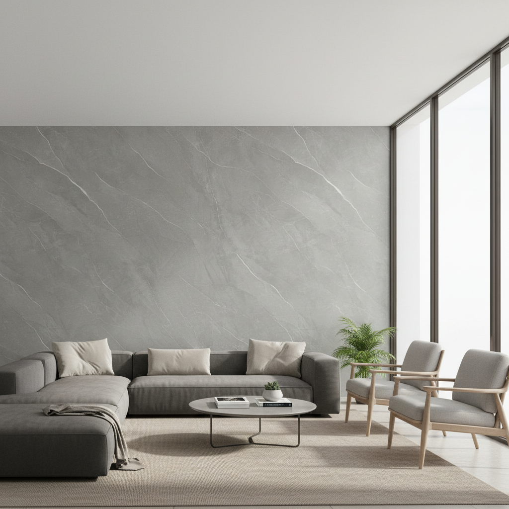 PVC Wandpaneel Helle Steinoptik Grau Matt 280 × 120 cm – Wasserfest & Modern