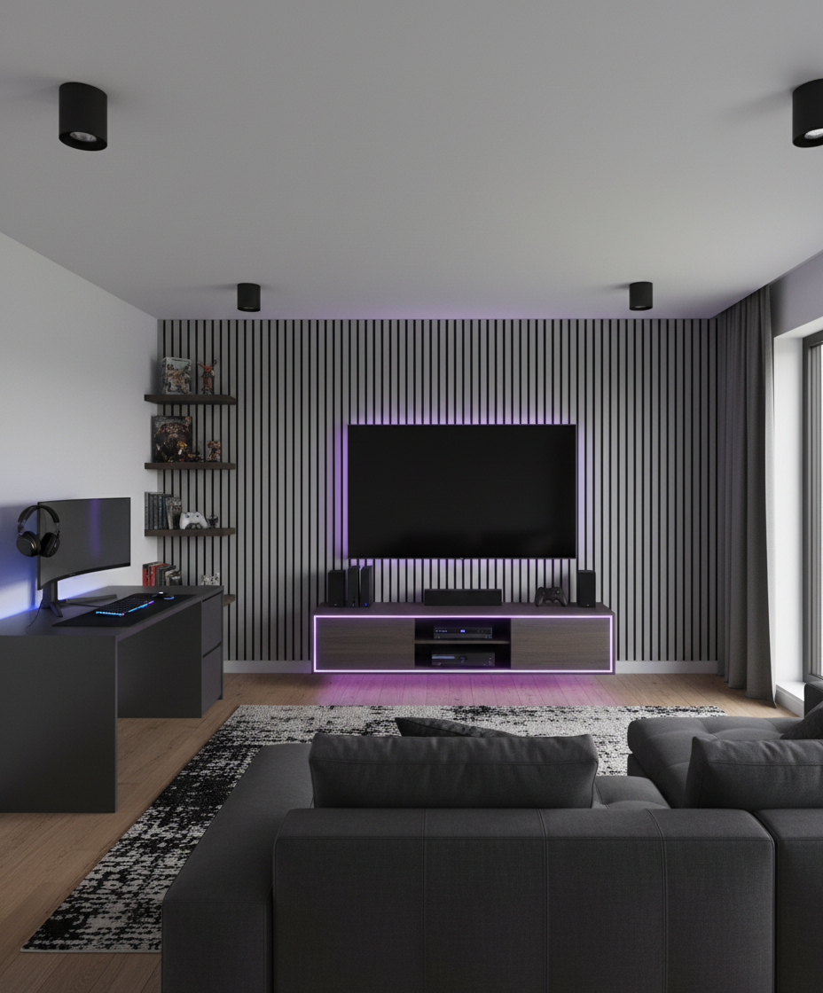 Anthrazit Akustik Wandpaneel 275×60 cm – Moderne Schallabsorption