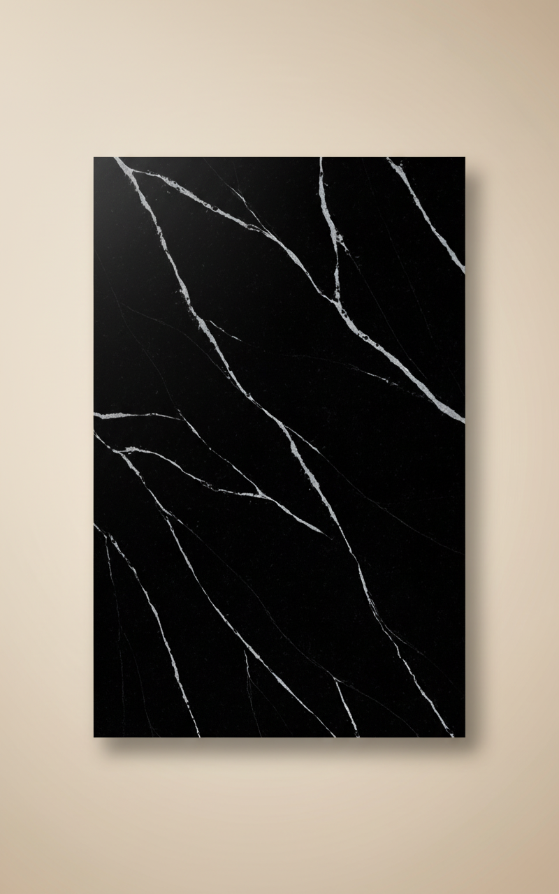 PVC Wandpaneel Carrara Schwarz 280 × 122 cm – Schwarze Marmoroptik, Wasserfest & Luxus Design