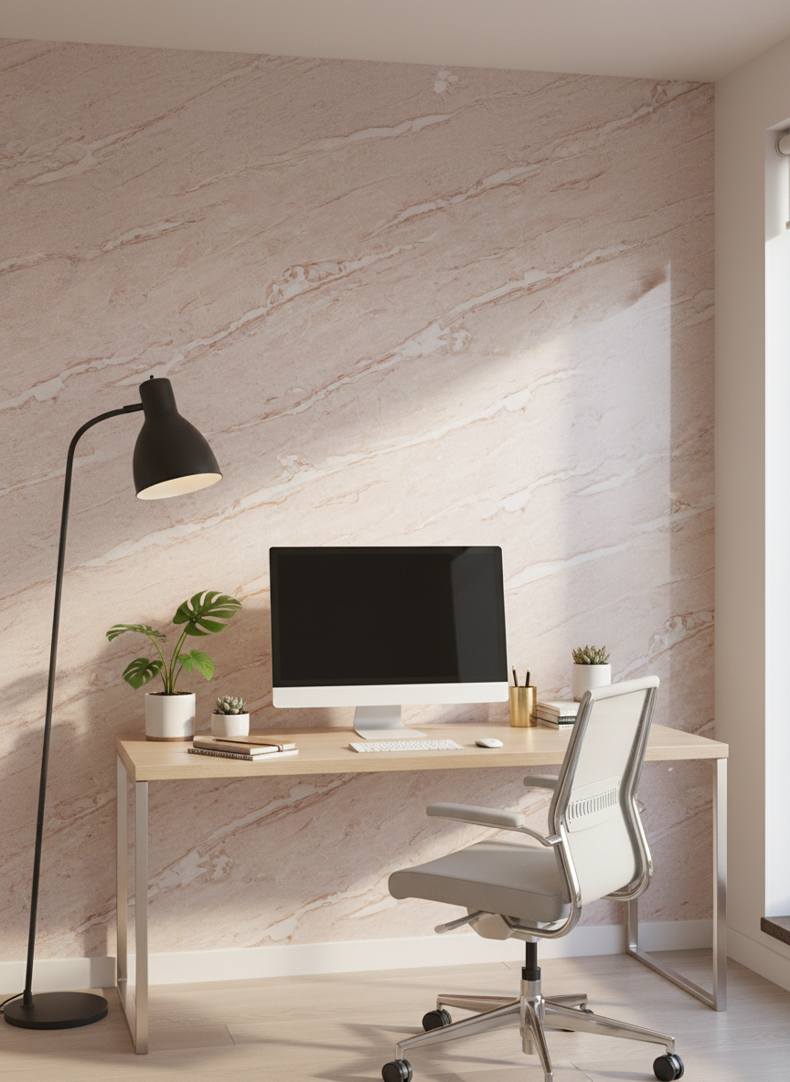 PVC Wandpaneel Beige Marmoroptik 280 × 122 cm – Wasserfeste Wandverkleidung in Naturstein-Optik