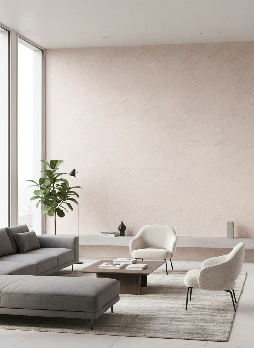 PVC Wandpaneel Beige Marmoroptik 280 × 122 cm – Wasserfeste Wandverkleidung in Naturstein-Optik