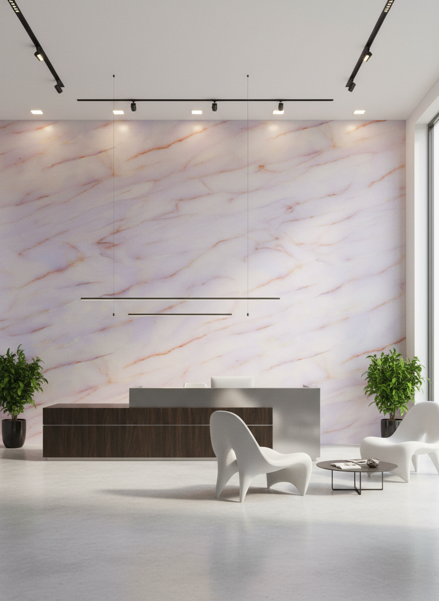 PVC Wandpaneel Miele Honig 280×122 cm – Vanille-Marmor Optik, Wasserfestes Wandpaneel