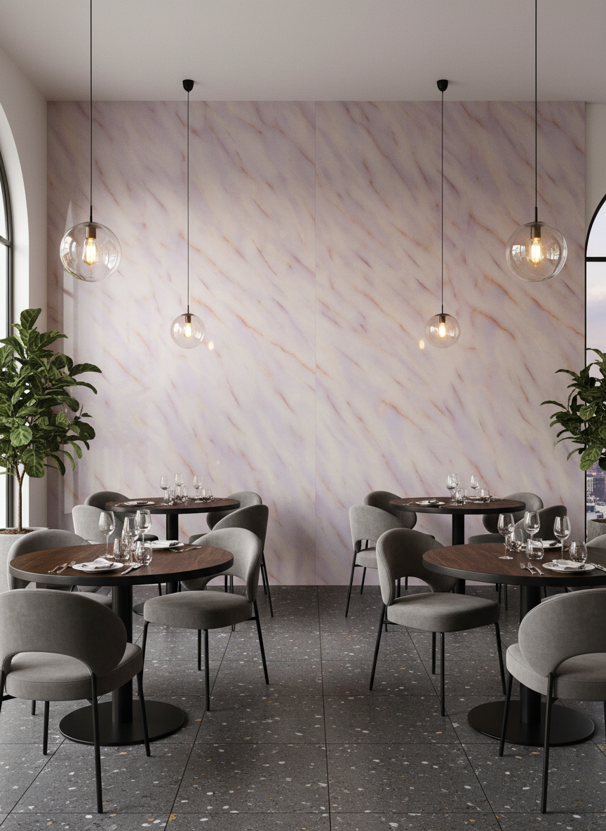 PVC Wandpaneel Miele Honig 280×122 cm – Vanille-Marmor Optik, Wasserfestes Wandpaneel